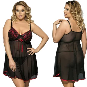 Women Plus Size Lace Mesh Sexy Lingerie Set