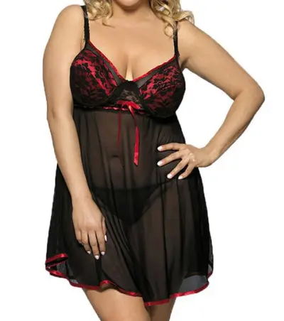 Women Plus Size Lace Mesh Sexy Lingerie Set