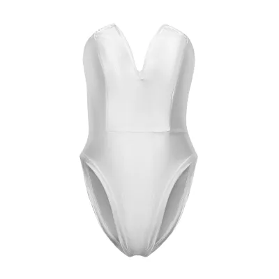 Women Solid Color Sleeveless Tube Top Bodysuit Croset
