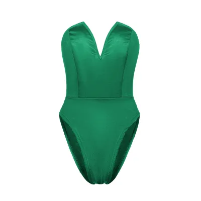Women Solid Color Sleeveless Tube Top Bodysuit Croset
