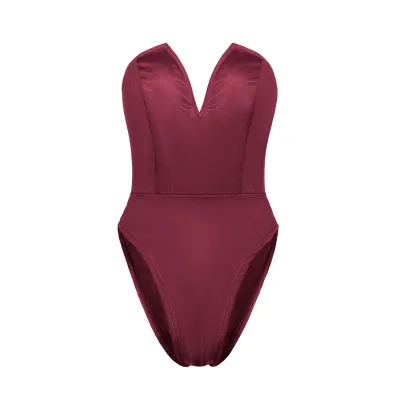 Women Solid Color Sleeveless Tube Top Bodysuit Croset