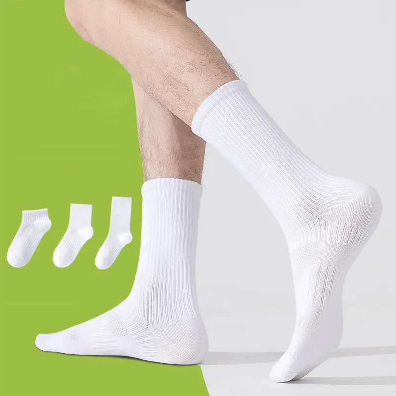 Men'S Casual Solid Color Cotton Breathable Mid-Calf Socks