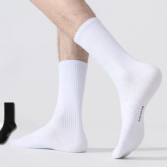 Men's Casual Solid Color Mid-Calf Cotton Breathable Socks