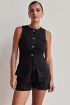 Black Vest Shorts Set