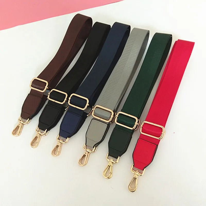 Fashion Simple Solid Color Nylon Wide Long Strap Bag Accessories