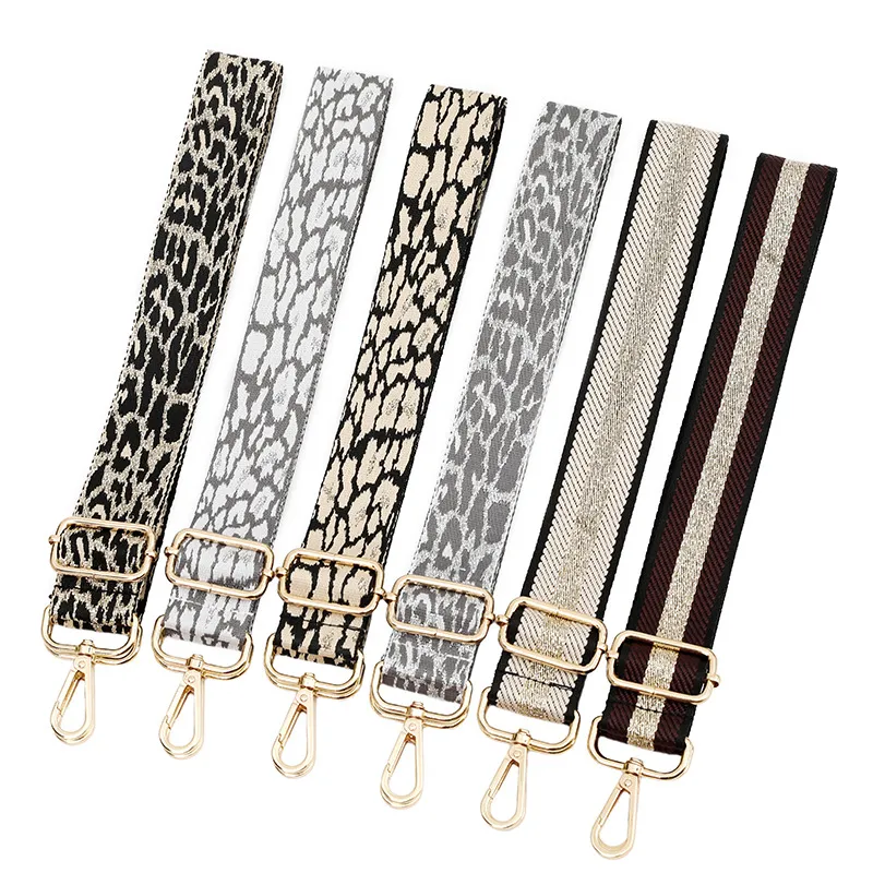 Fashion Casual Gold Leopard Jacquard Adjustable Strap Bag Accessories