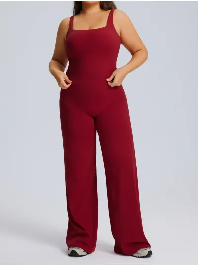 Women Fashion Casual Plus Size Solid Color Tank Top Straight Pants Yoga Sports Two-Piece Set