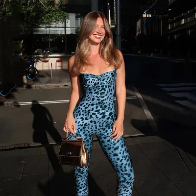 Women Fashion Ssexy Leopard Print Sleeveless Backless Jumpsuit