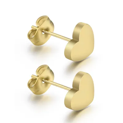 Women Fashion Simple Solid Color 304 Stainless Steel Love 9mm Earrings