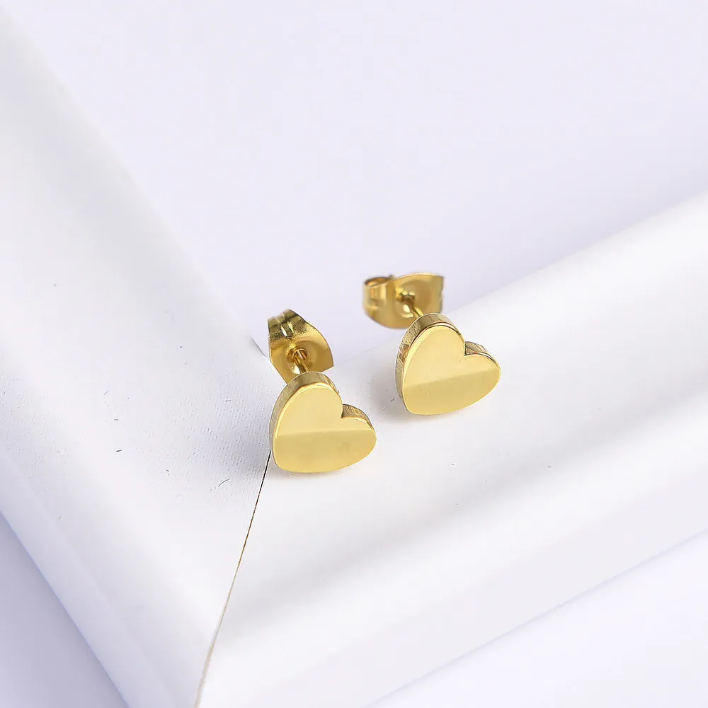 Women Fashion Simple Solid Color 304 Stainless Steel Love 9mm Earrings