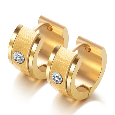 Women Fashion Geometric Brushed Zirconium Frosted 304 Stainless Steel Earrings