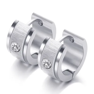 Women Fashion Geometric Brushed Zirconium Frosted 304 Stainless Steel Earrings