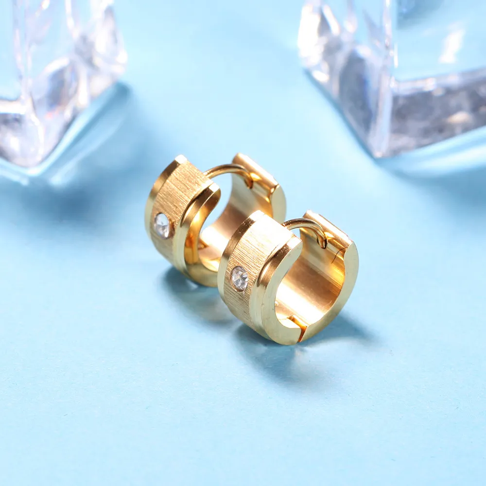 Women Fashion Geometric Brushed Zirconium Frosted 304 Stainless Steel Earrings