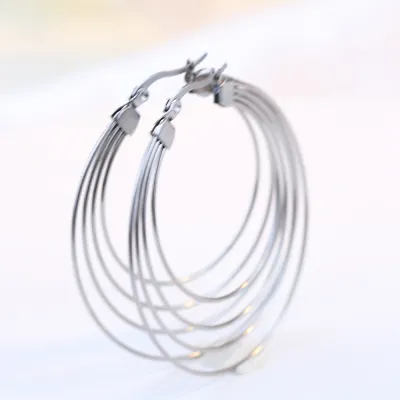 Women Fashion 50mm Round Earrings 304 Stainless Steel Geometric Minimalist