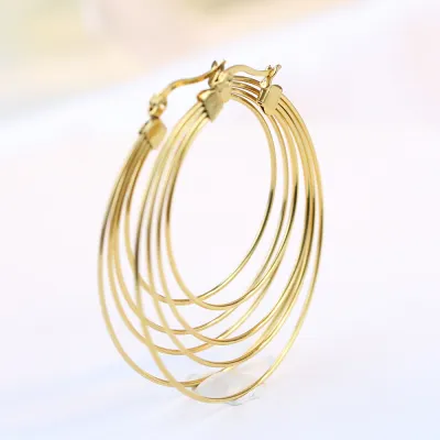 Women Fashion 50mm Round Earrings 304 Stainless Steel Geometric Minimalist