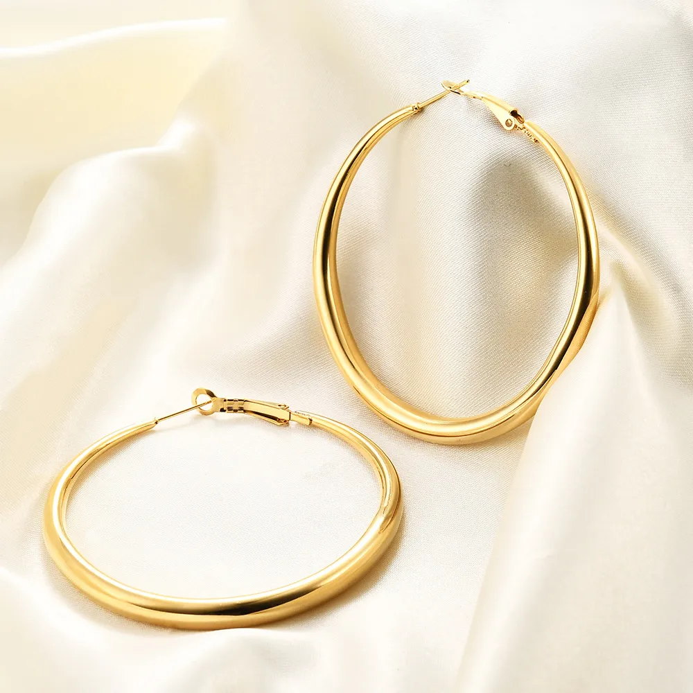 Women Fashion Simple 6mm Drop Oval 304 Stainless Steel Earrings