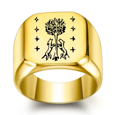 Men's Fashion Casual 18mm Wide Laser Engraved 304 Stainless Steel Ring