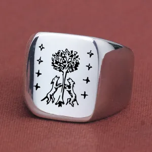 Men's Fashion Casual 18mm Wide Laser Engraved 304 Stainless Steel Ring