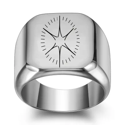 Men's Fashion Casual Square 18mm Smooth Laser Engraving 304 Stainless Steel Ring