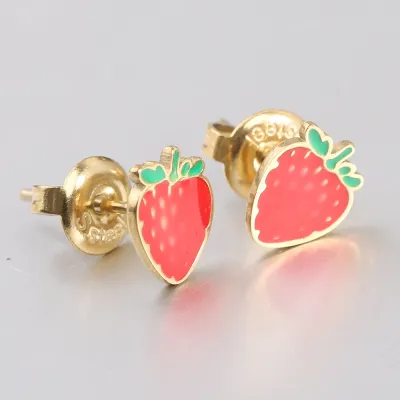 Women Fashion Simple Fruit Glue Dropping 304 Stainless Steel Earrings