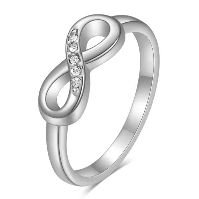 Women Fashion Creative Infinity 304 Stainless Steel Zircon Smooth Ring