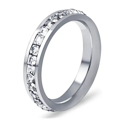 Women's Fashion Simple 4mm Single Inlaid Zircon 304 Stainless Steel Ring