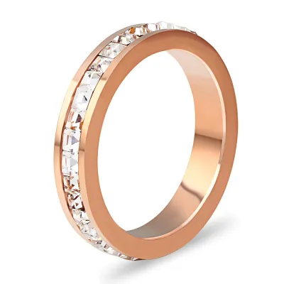 Women's Fashion Simple 4mm Single Inlaid Zircon 304 Stainless Steel Ring