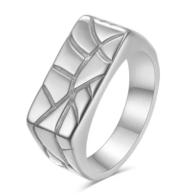Fashion Irregular Crack Cast Texture Stainless Steel Ring for Men