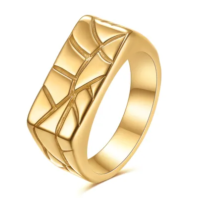 Fashion Irregular Crack Cast Texture Stainless Steel Ring for Men
