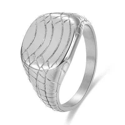 Fashion Irregular Crack Cast Texture Stainless Steel Ring for Men