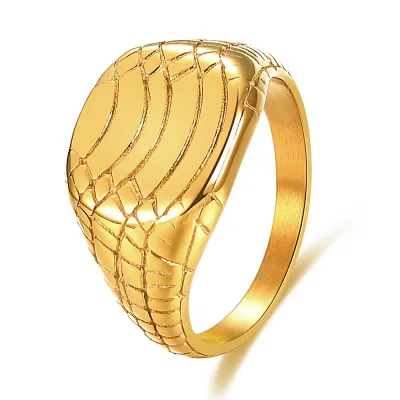 Fashion Irregular Crack Cast Texture Stainless Steel Ring for Men