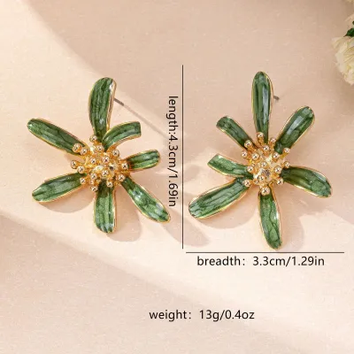 Women Fashion Summer Pastoral Enamel Floral Earrings