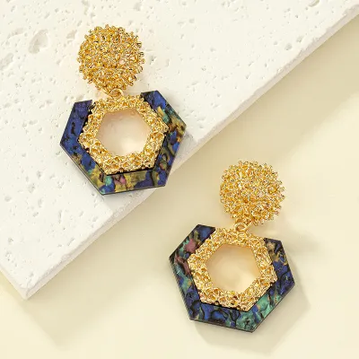 Women Fashion Retro Court Acrylic Alloy Geometric Earrings
