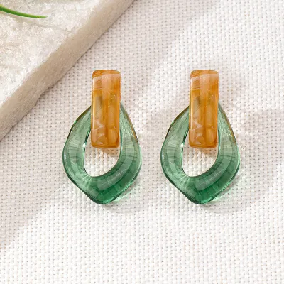 Women Fashion Retro Geometric Resin Earrings