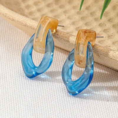 Women Fashion Retro Geometric Resin Earrings