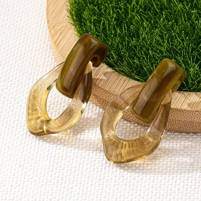 Women Fashion Retro Geometric Resin Earrings