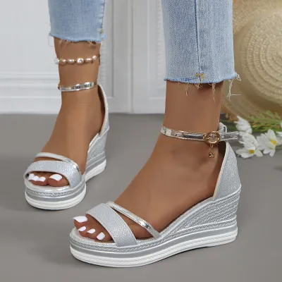 Women's Fashion Casual Peep-Toe Wedge Platform Sandals with PU Upper