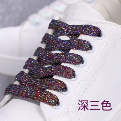 Fashion Solid Color Polyester Double-Layer Shoelace Shoes Accessories