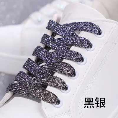 Fashion Solid Color Polyester Double-Layer Shoelace Shoes Accessories