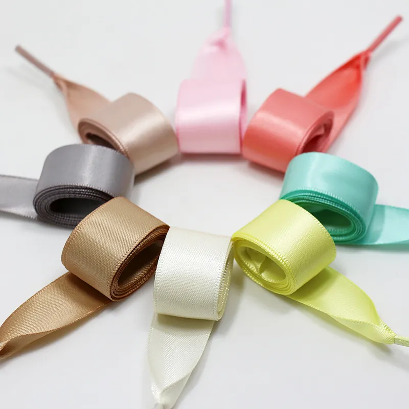 Fashion Solid Color Silk 2cm Satin Ribbon Shoelace Rope Shoes Accessorie