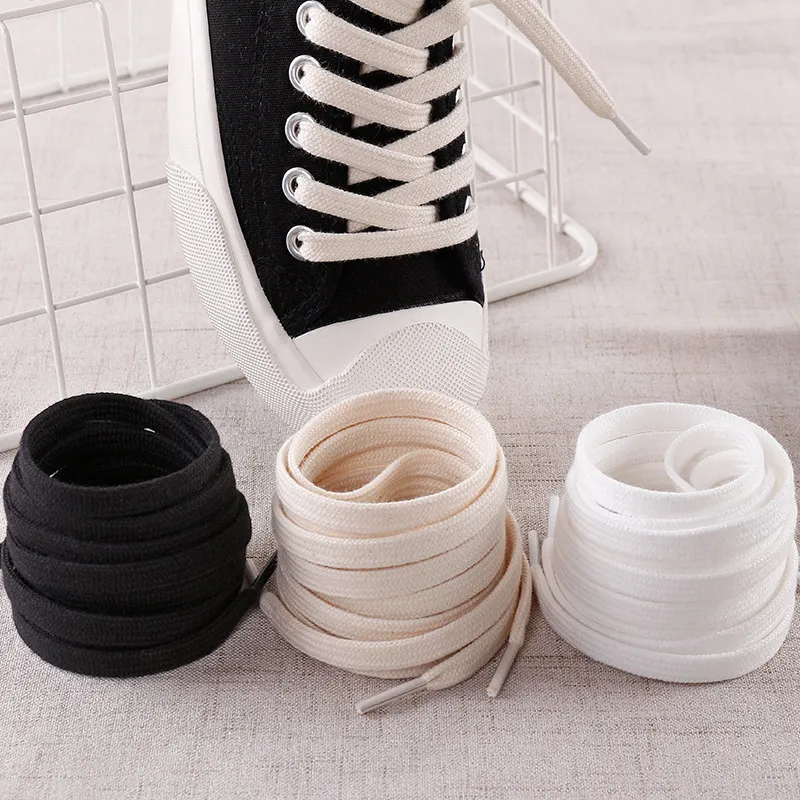 Fashion Cotton Solid Color Double Flat Canvas Shoelace Rope Shoes Accessories