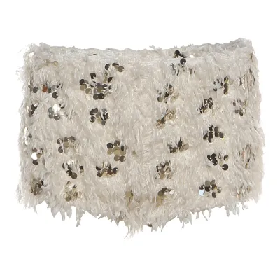Women Fashion Sexy Solid Color Sequin Plush High Waist Slim Shorts