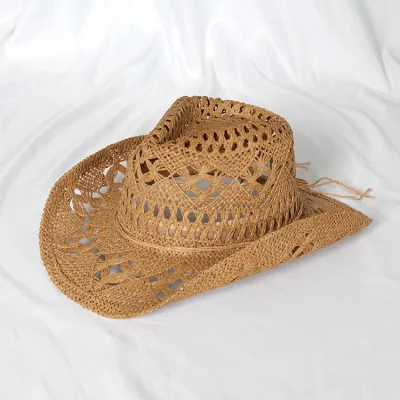 Fashion Casual Solid Color Hand-Woven Straw Hollow-Out Sunscreen Hat