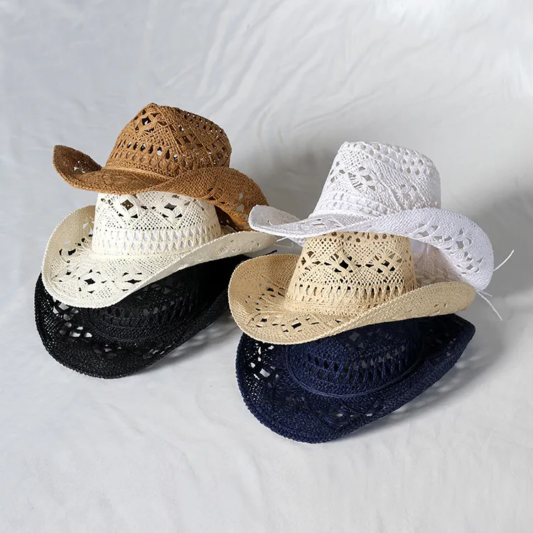 Fashion Casual Solid Color Hand-Woven Straw Hollow-Out Sunscreen Hat