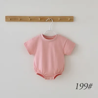 Kids Baby Boys And Girls Fashion Casual Solid Color Short Sleeve Rompers