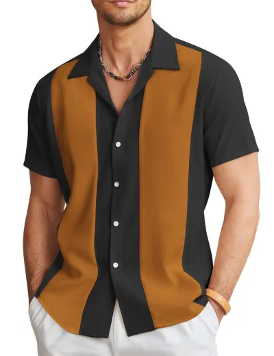 Men'S Fashion Casual Printed Lapel Short Sleeve Shirt