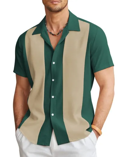 Men'S Fashion Casual Printed Lapel Short Sleeve Shirt