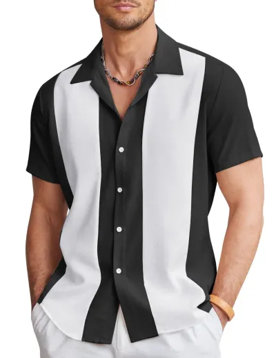 Men'S Fashion Casual Printed Lapel Short Sleeve Shirt