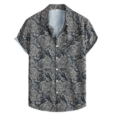 Men'S Fashion Casual Printed Lapel Short Sleeve Shirt
