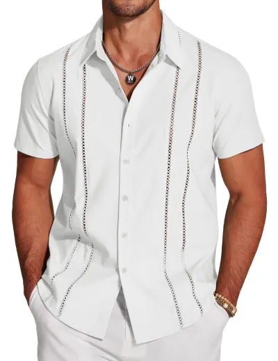 Men'S Fashion Casual Printed Lapel Short Sleeve Shirt